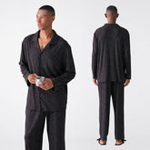 Men’s Modal Pajama Set – Long Sleeve Black Striped Sleepwear & Loungewear