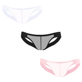 Breathable Sheer See-Through Men's Thong Underwear - Low-Rise Comfortable G-String with Embossed Oriental Pattern, No Need to Remove for Convenience