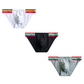 Men's Rainbow Cotton High-Cut Briefs - Low-Rise Lifting Athletic Underwear