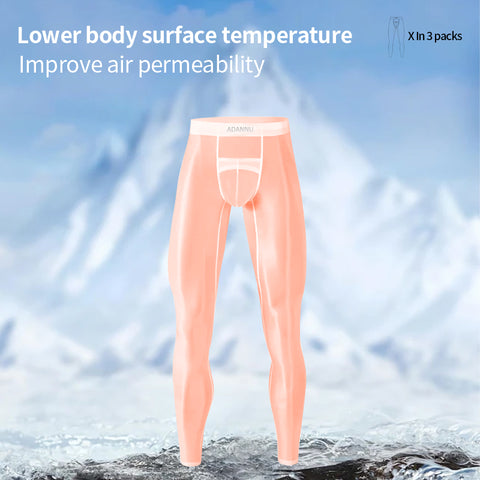 Ultra-Thin Lightweight Thermal Base Layer Pants for Men – Quick-Dry Stretch Running Leggings, Semi-Sheer High Elasticity, Fashionable 9/8 Length Workout Tights