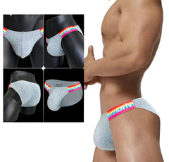 Men's Rainbow Cotton High-Cut Briefs - Low-Rise Lifting Athletic Underwear