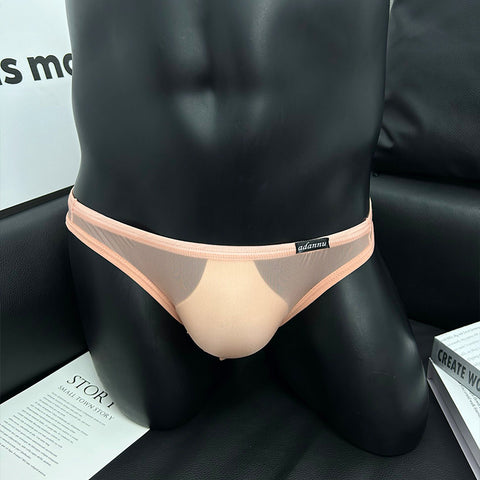 Breathable Low-Rise Men's Bikini Underwear – Sheer Stretchy Triangle Briefs for Sports & Comfort – Slim-Fit See-Through Panties with Lifting Support