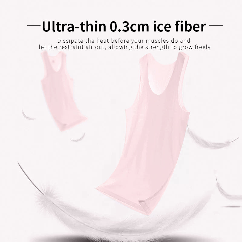 Men's Silky Sleeveless Undershirt - Breathable Stretch Seamless Summer Base Layer
