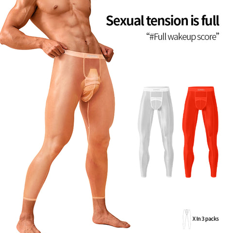 Ultra-Thin Lightweight Thermal Base Layer Pants for Men – Quick-Dry Stretch Running Leggings, Semi-Sheer High Elasticity, Fashionable 9/8 Length Workout Tights