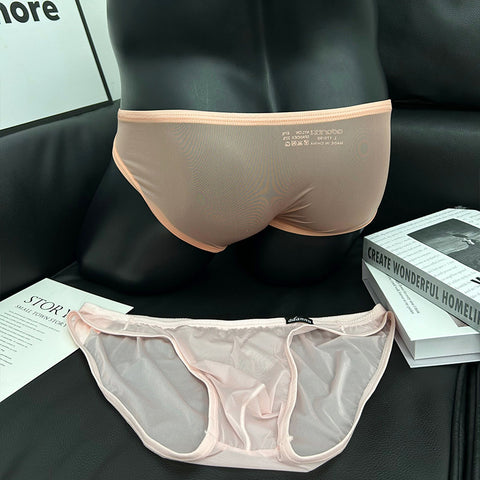 Breathable Low-Rise Men's Bikini Underwear – Sheer Stretchy Triangle Briefs for Sports & Comfort – Slim-Fit See-Through Panties with Lifting Support