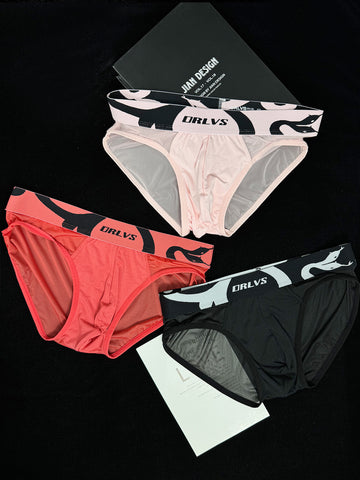 Men's See-Through Mesh Ice Silk Briefs with Support Pouch