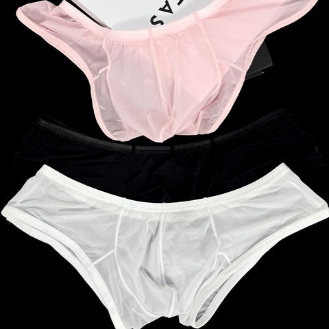 Men's Sheer Bikini Briefs - Low-Rise Breathable & Sexy Boxer Underwear