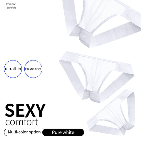 Breathable Sheer See-Through Men's Thong Underwear - Low-Rise Comfortable G-String with Embossed Oriental Pattern, No Need to Remove for Convenience