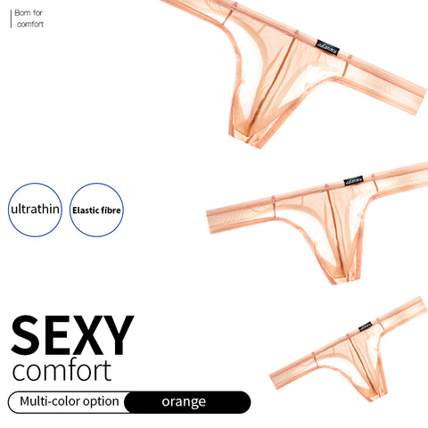 Breathable Sheer Men's Thong Underwear - Low-Rise Comfortable T-Back Panties for Gym, Workout & Active Lifestyle - Soft Stretchable Microfiber Underwear for Men