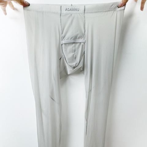 Ultra-Thin Lightweight Thermal Base Layer Pants for Men – Quick-Dry Stretch Running Leggings, Semi-Sheer High Elasticity, Fashionable 9/8 Length Workout Tights