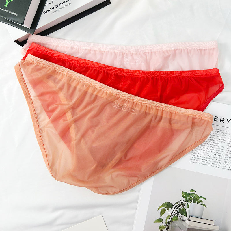 Breathable Low-Rise Men's Bikini Underwear – Sheer Stretchy Triangle Briefs for Sports & Comfort – Slim-Fit See-Through Panties with Lifting Support
