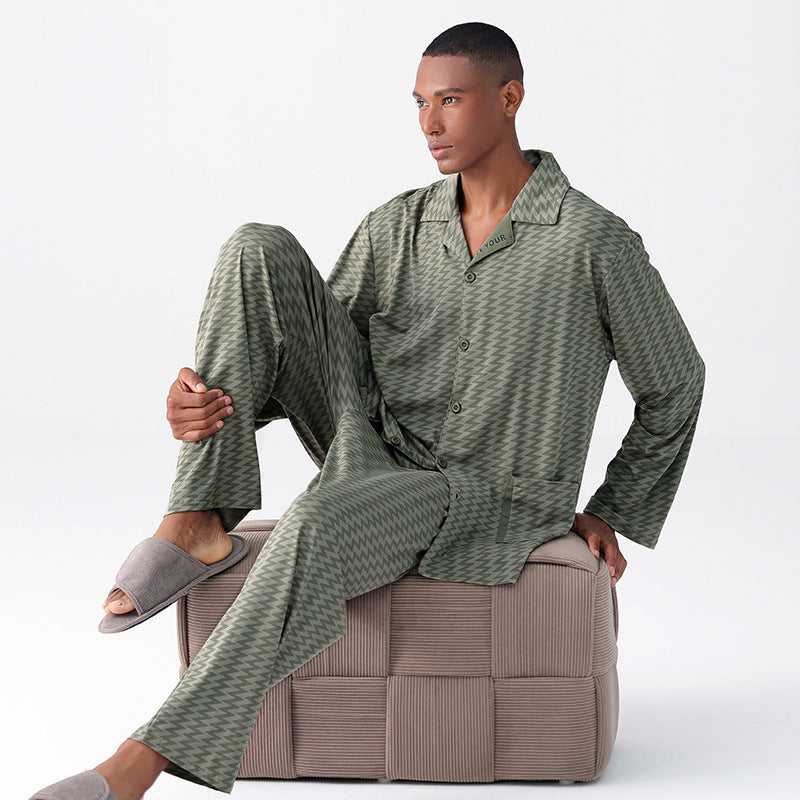 Hyaluronic Acid Modal Men's Pajama Set - Long Sleeve Home & Lounge Wear for All Seasons