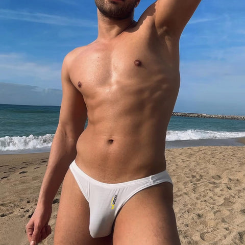 Men's Sexy Low-Rise Thong Underwear – High-Cut Sporty Micro Modal Bikini Briefs for Men, Breathable & Quick-Dry, Seamless Comfort