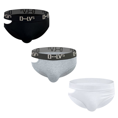 Men's Sexy Side-Cut Cotton Low-Rise Lifting Briefs with Pouch