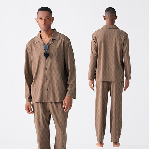 Men’s Stretch Cotton Pajama Set – Soft American Style Sleepwear, Cozy for Fall & Winter