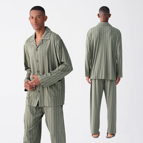 Hyaluronic Acid Modal Men's Pajama Set - Long Sleeve Home & Lounge Wear for All Seasons
