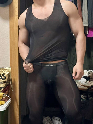 Men's Silky Sleeveless Undershirt - Breathable Stretch Seamless Summer Base Layer