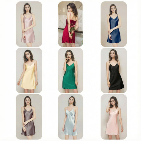 100% Mulberry Silk Nightgown for Women - 16 Momme Real Silk Slip Dress - Breathable Luxury Sleepwear