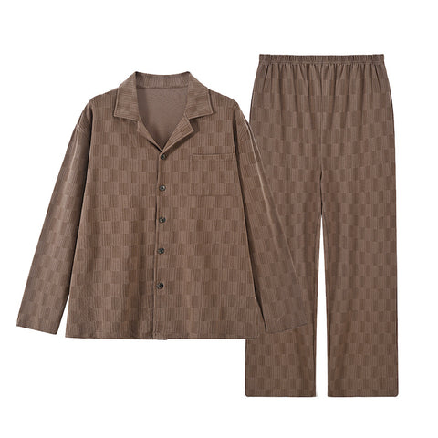 Men’s Stretch Cotton Pajama Set – Soft American Style Sleepwear, Cozy for Fall & Winter