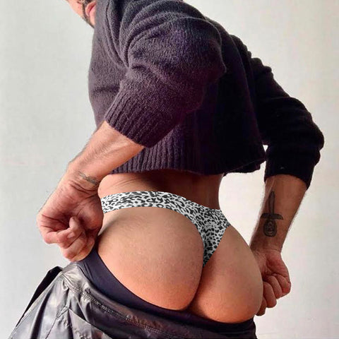 Men's Breathable Nylon Thong Underwear - Sexy Low-Rise U-Pouch T-Back Design with Leopard Print for Comfort & Style