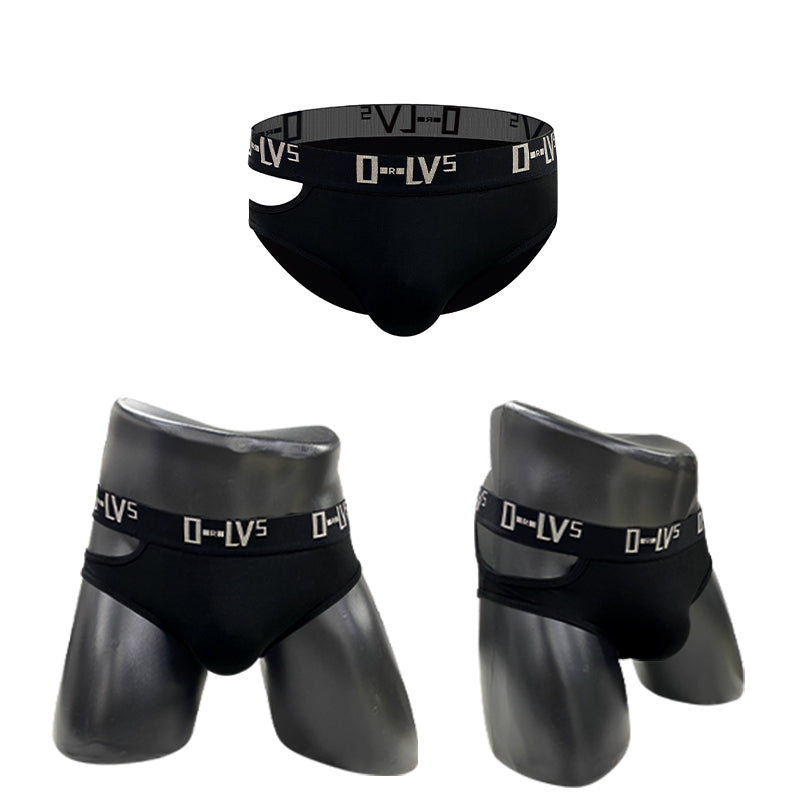 Men's Sexy Side-Cut Cotton Low-Rise Lifting Briefs with Pouch