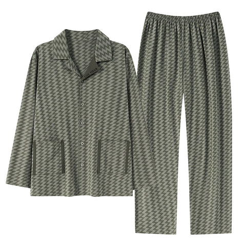 Hyaluronic Acid Modal Men's Pajama Set - Long Sleeve Home & Lounge Wear for All Seasons