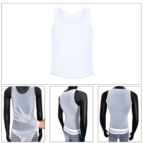Men's Silky Sleeveless Undershirt - Breathable Stretch Seamless Summer Base Layer