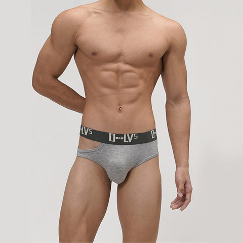 Men's Sexy Side-Cut Cotton Low-Rise Lifting Briefs with Pouch