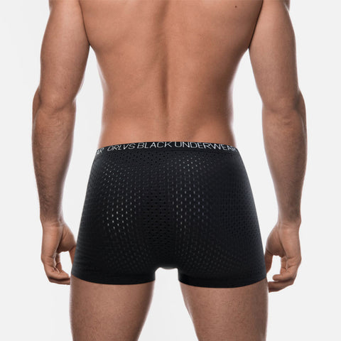 Cool Ice Silk Boxer Briefs for Men – See-Through Mesh, U-Bulge Design, Quick-Dry & Sporty Fit
