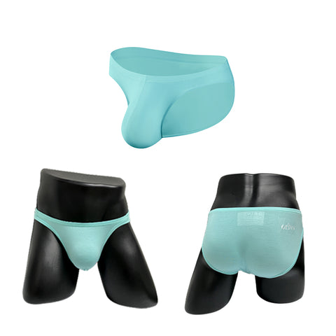 Men's Low-Rise Bikini Briefs with U-Pouch - Sexy Semi-Butt Cotton Underwear