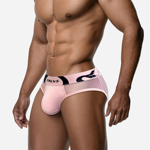 Men's See-Through Mesh Ice Silk Briefs with Support Pouch