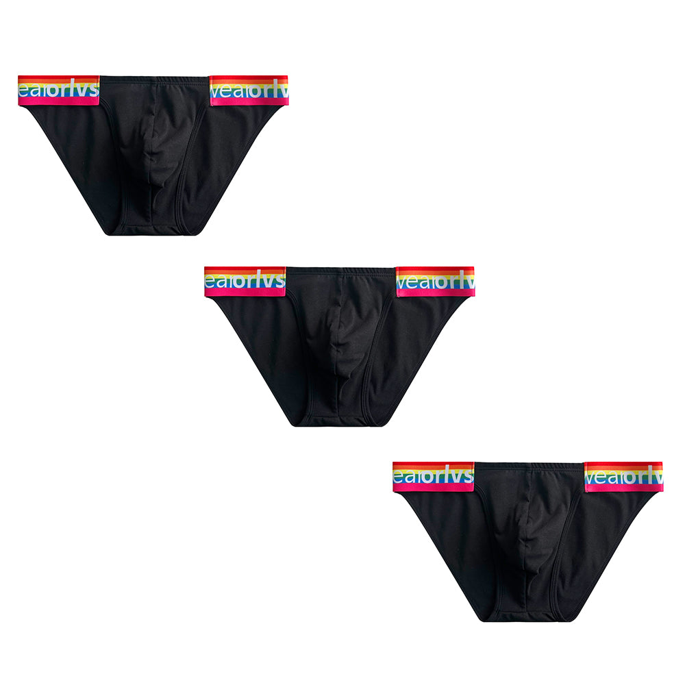 Men's Rainbow Cotton High-Cut Briefs - Low-Rise Lifting Athletic Underwear