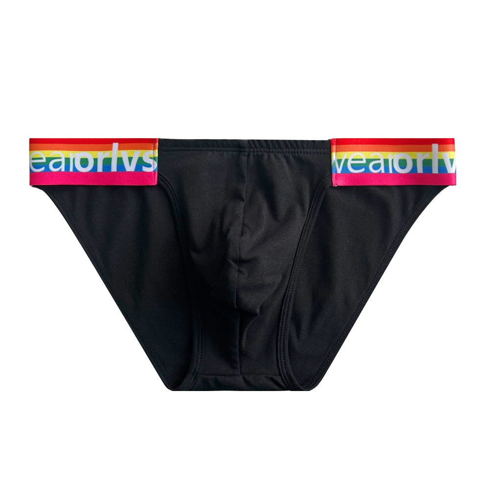 Men's Rainbow Cotton High-Cut Briefs - Low-Rise Lifting Athletic Underwear