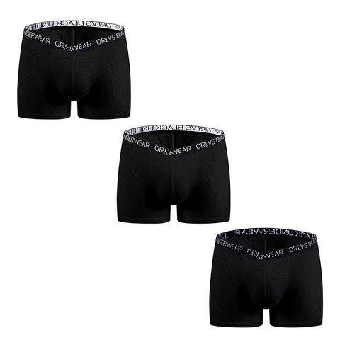Cool Ice Silk Boxer Briefs for Men – See-Through Mesh, U-Bulge Design, Quick-Dry & Sporty Fit