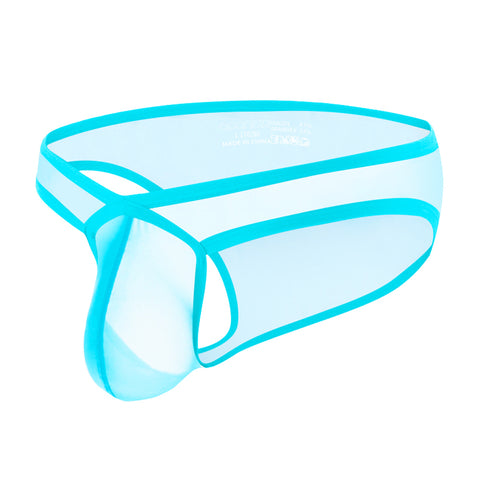 Breathable Mesh Transparent Pouch Men's Low-Rise Briefs - Comfortable High-Cut Underwear for Active Wear & Sports (Separate Pouch Design)