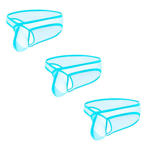 Breathable Mesh Transparent Pouch Men's Low-Rise Briefs - Comfortable High-Cut Underwear for Active Wear & Sports (Separate Pouch Design)