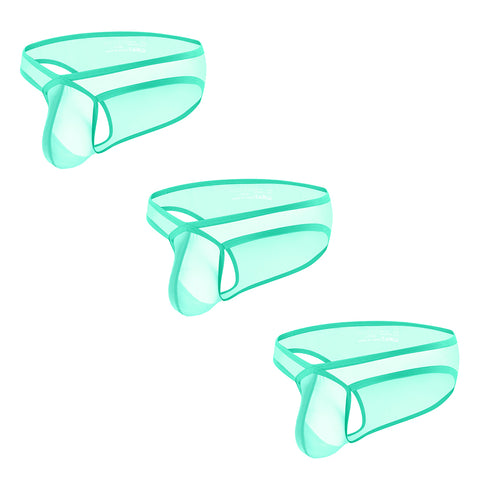 Breathable Mesh Transparent Pouch Men's Low-Rise Briefs - Comfortable High-Cut Underwear for Active Wear & Sports (Separate Pouch Design)