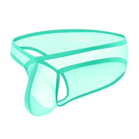 Breathable Mesh Transparent Pouch Men's Low-Rise Briefs - Comfortable High-Cut Underwear for Active Wear & Sports (Separate Pouch Design)