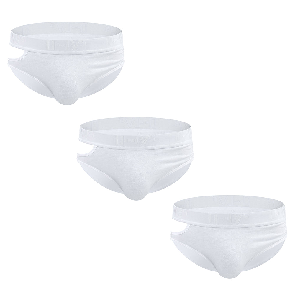 Men's Sexy Side-Cut Cotton Low-Rise Lifting Briefs with Pouch