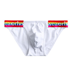 Men's Rainbow Cotton High-Cut Briefs - Low-Rise Lifting Athletic Underwear