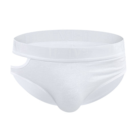 Men's Sexy Side-Cut Cotton Low-Rise Lifting Briefs with Pouch