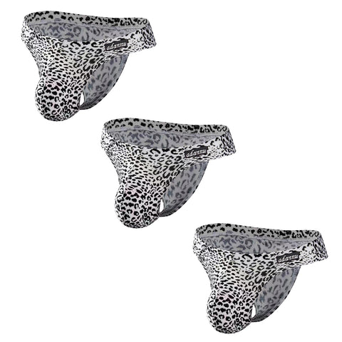 Men's Breathable Nylon Thong Underwear - Sexy Low-Rise U-Pouch T-Back Design with Leopard Print for Comfort & Style