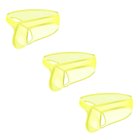 Breathable Mesh Transparent Pouch Men's Low-Rise Briefs - Comfortable High-Cut Underwear for Active Wear & Sports (Separate Pouch Design)