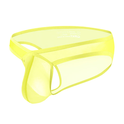 Breathable Mesh Transparent Pouch Men's Low-Rise Briefs - Comfortable High-Cut Underwear for Active Wear & Sports (Separate Pouch Design)