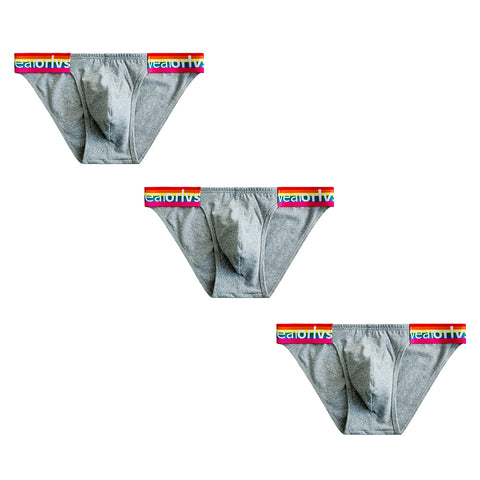 Men's Rainbow Cotton High-Cut Briefs - Low-Rise Lifting Athletic Underwear