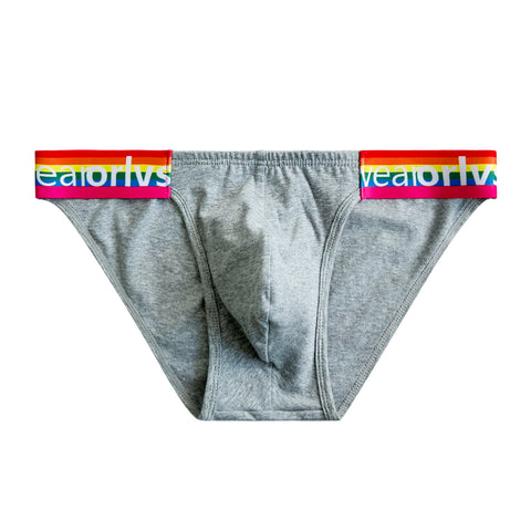 Men's Rainbow Cotton High-Cut Briefs - Low-Rise Lifting Athletic Underwear